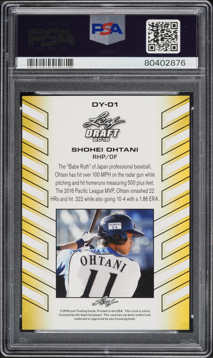 2018 Leaf Draft Year Shohei Ohtani ROOKIE #DY-01 PSA 9 MINT