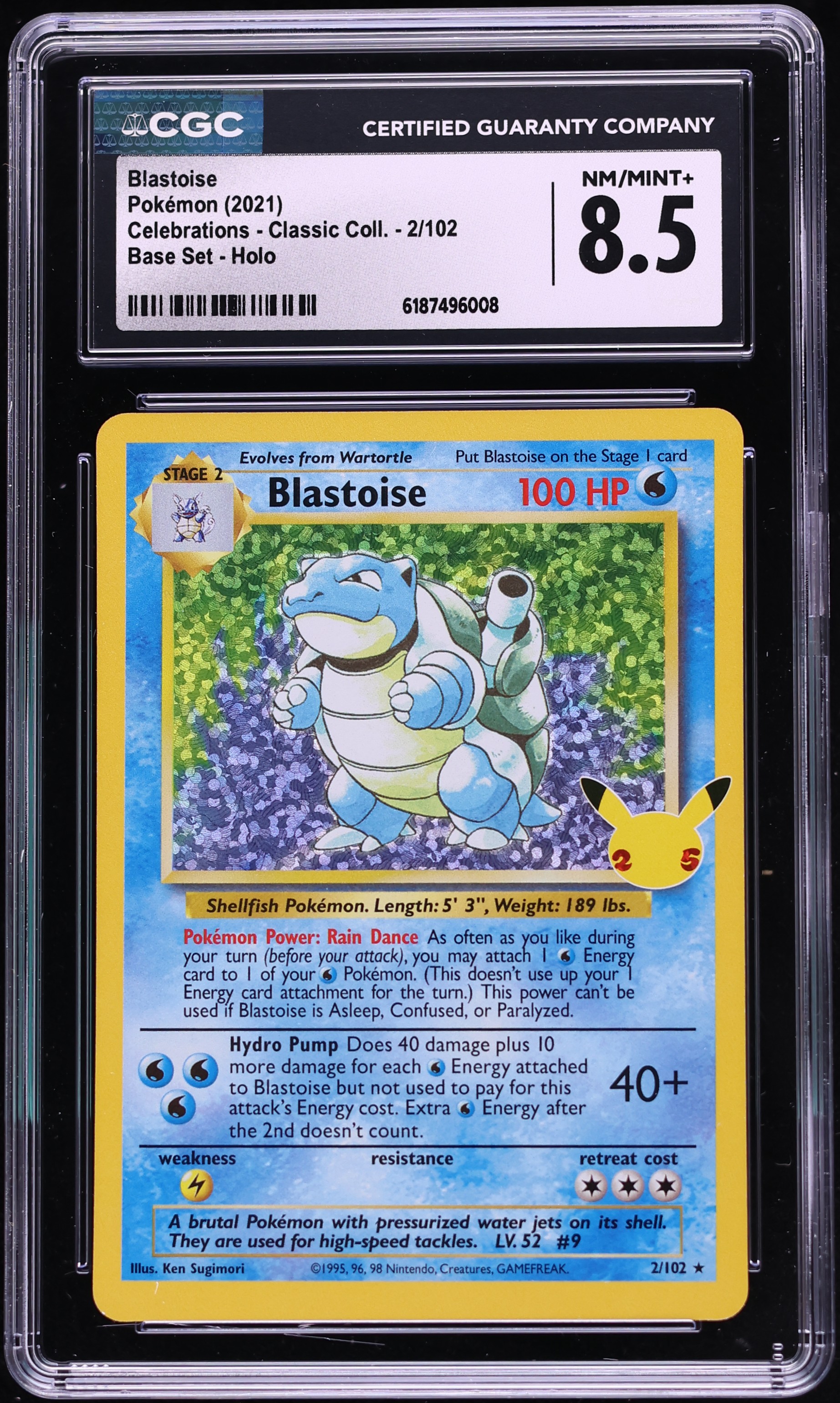 2021 Pokemon Sword & Shield Celebrations Classic Collection Holo Blastoise #2 CGC 8.5 NM-MT+