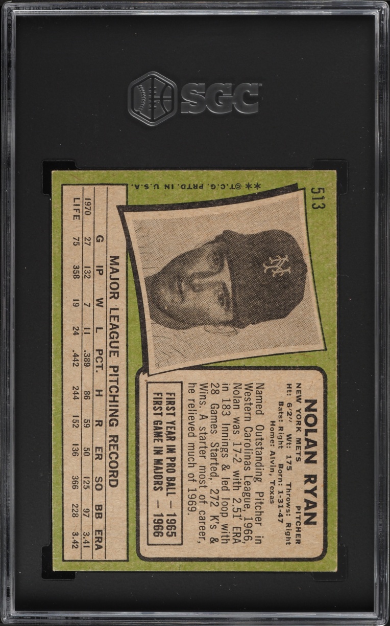 1971 Topps Nolan Ryan #513 SGC 4 VGEX