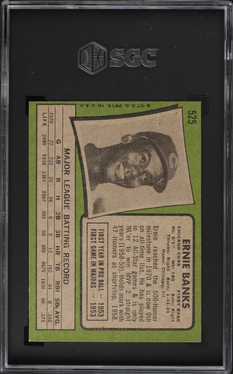1971 Topps Ernie Banks #525 SGC 6 EXMT