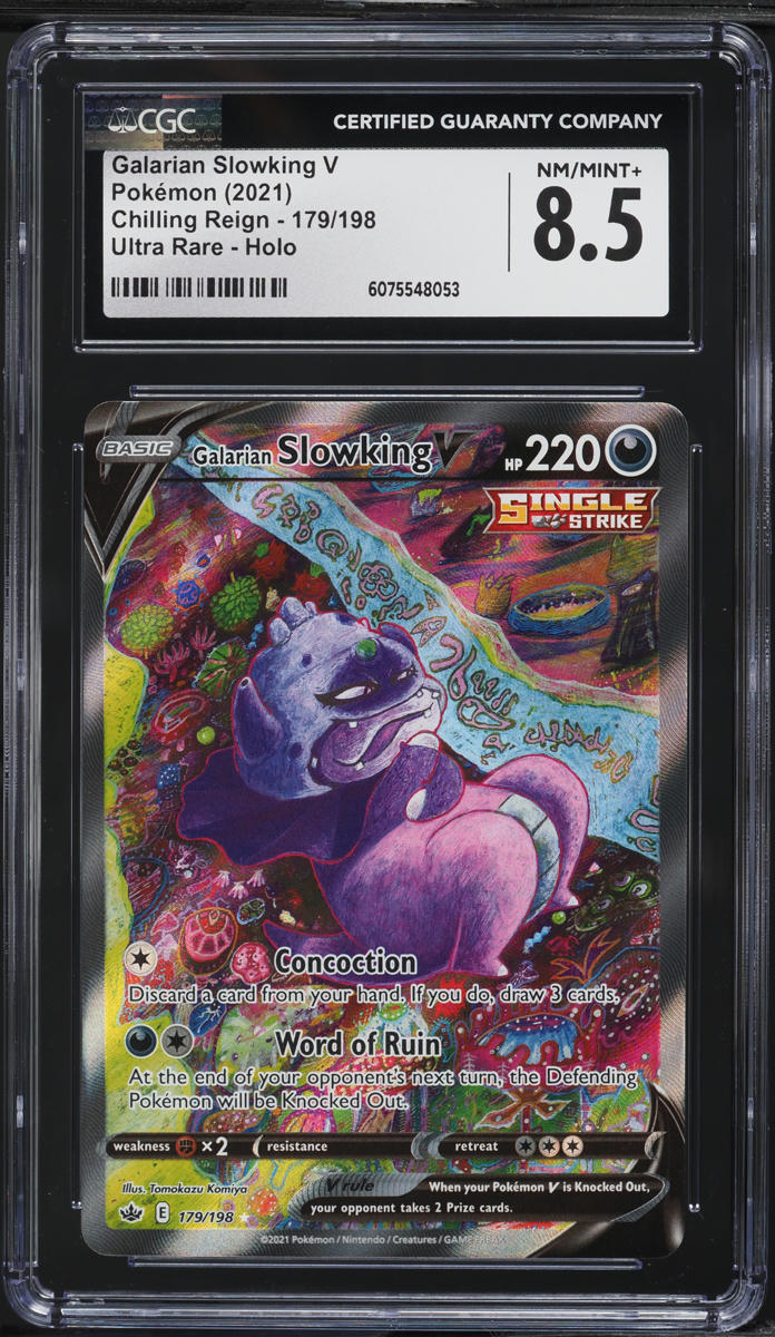2021 Pokemon SWSH Chilling Reign Full Art Galarian Slowking V #179 CGC 8.5 NM-MT+