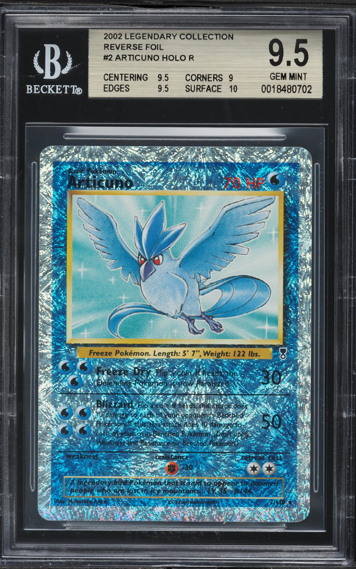 2002 Pokemon Legendary Collection Reverse Holo Articuno #2 BGS 9.5 GEM MINT