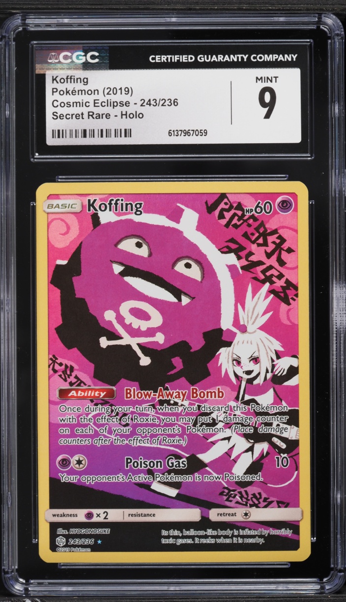 2019 Pokemon Sun & Moon Cosmic Eclipse Full Art Koffing #243 CGC 9 MINT
