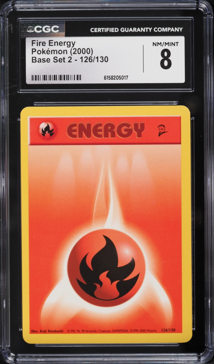 2000 Pokemon Base Set 2 Fire Energy #126 CGC 8 NM-MT