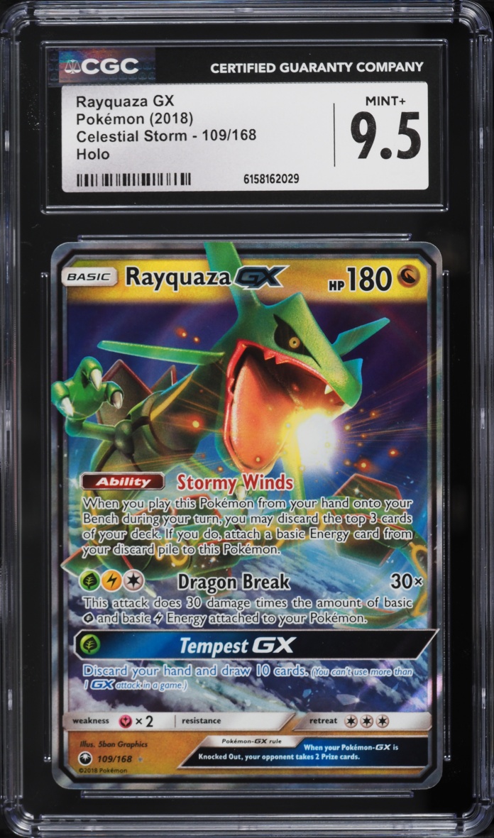 2018 Pokemon Sun & Moon Celestial Storm Holo Rayquaza GX #109 CGC 9.5 MINT+