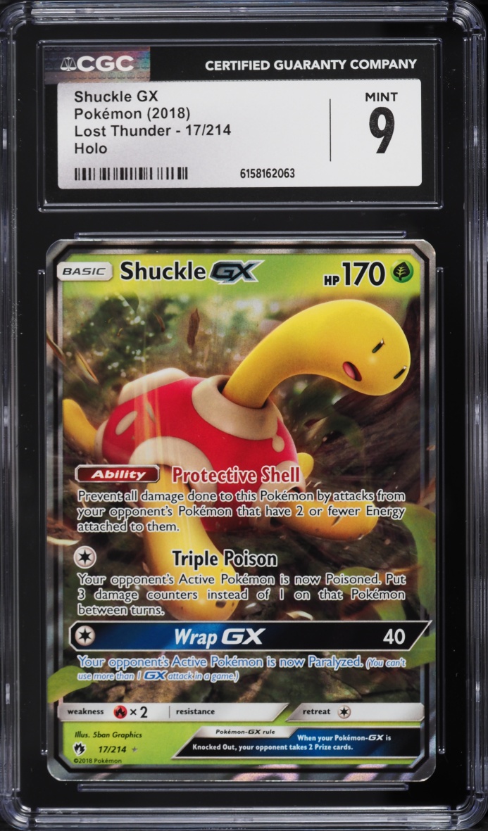 2018 Pokemon Sun & Moon Lost Thunder Holo Shuckle GX #17 CGC 9 MINT