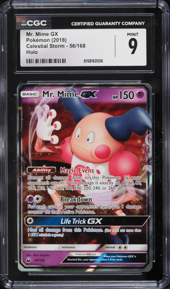 2018 Pokemon Sun & Moon Celestial Storm Holo Mr. Mime GX #56 CGC 9 MINT