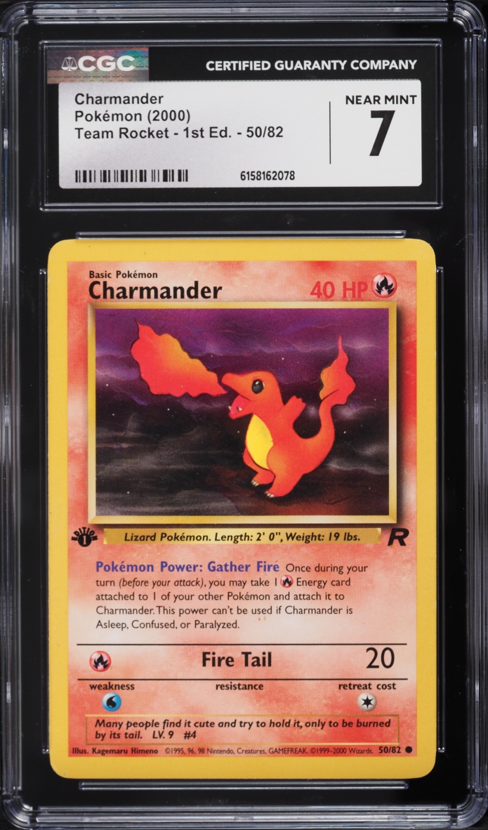 2000 Pokemon Team Rocket 1st Edition Charmander #50 CGC 7 NRMT