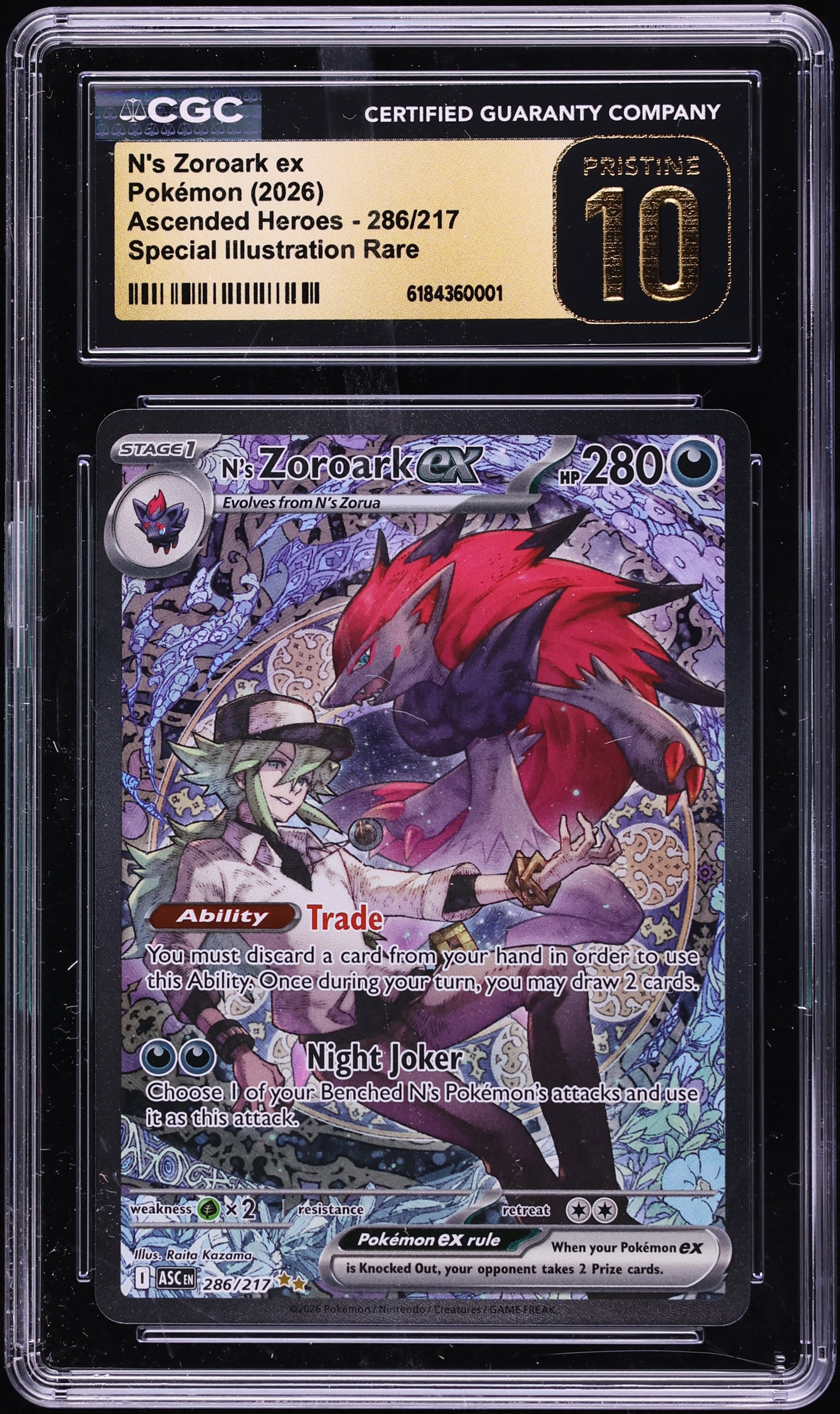 2026 Pokemon Mega Evolution Ascended Heroes SIR N's Zoroark ex #286 CGC 10 PRISTINE