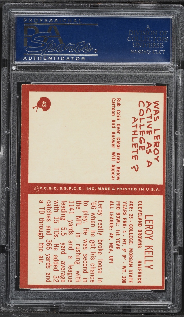 1967 Philadelphia Leroy Kelly ROOKIE #43 PSA 6 EXMT