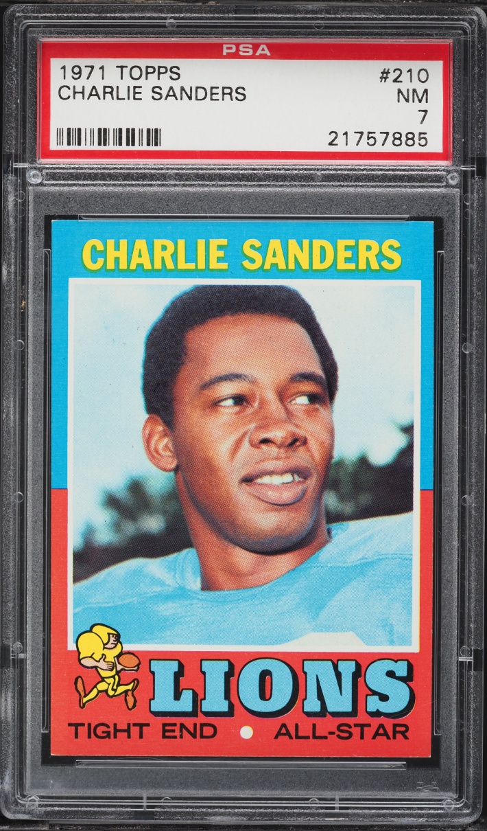 1971 Topps Football Charlie Sanders ROOKIE #210 PSA 7 NRMT
