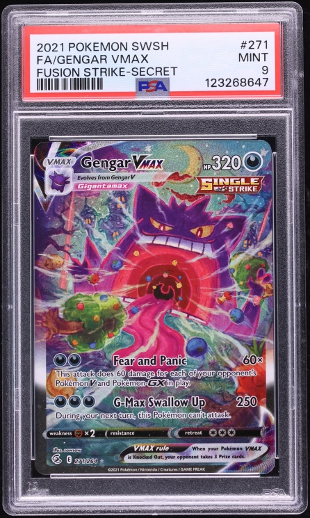 2021 Pokemon Sword & Shield Fusion Strike Alt Art Gengar VMAX #271 PSA 9 MINT