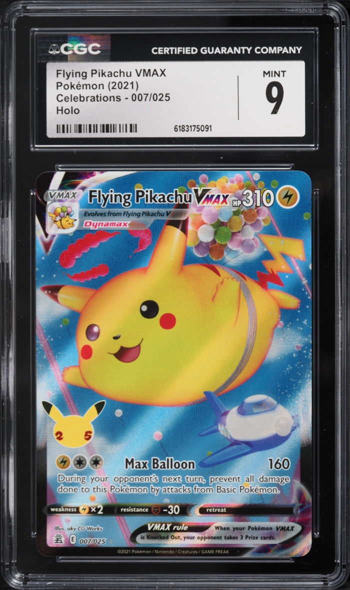 2021 Pokemon Sword & Shield Celebrations Full Art Flying Pikachu VMAX #7 CGC 9 MINT