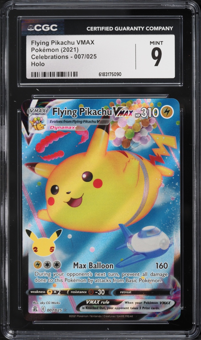 2021 Pokemon Sword & Shield Celebrations Full Art Flying Pikachu VMAX #7 CGC 9 MINT