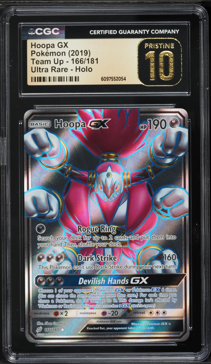 2019 Pokemon Sun & Moon Team Up Full Art Hoopa GX #166 CGC 10 PRISTINE