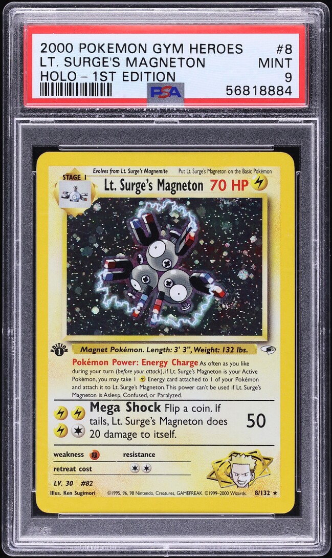 2000 Pokemon Gym Heroes 1st Edition Holo Lt. Surge's Magneton #8 PSA 9 MINT