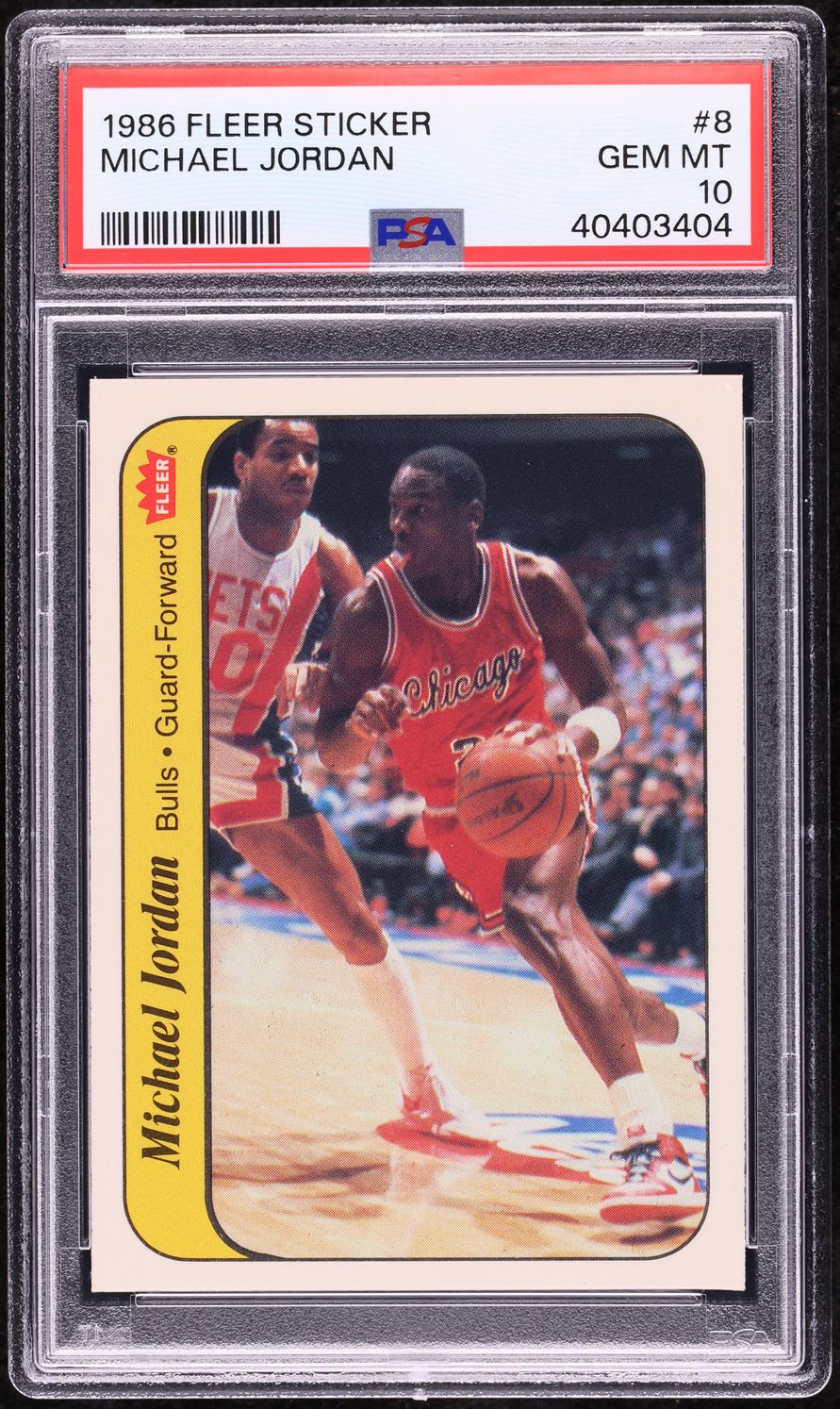 1986 Fleer Sticker Michael Jordan ROOKIE #8 PSA 10 GEM MINT