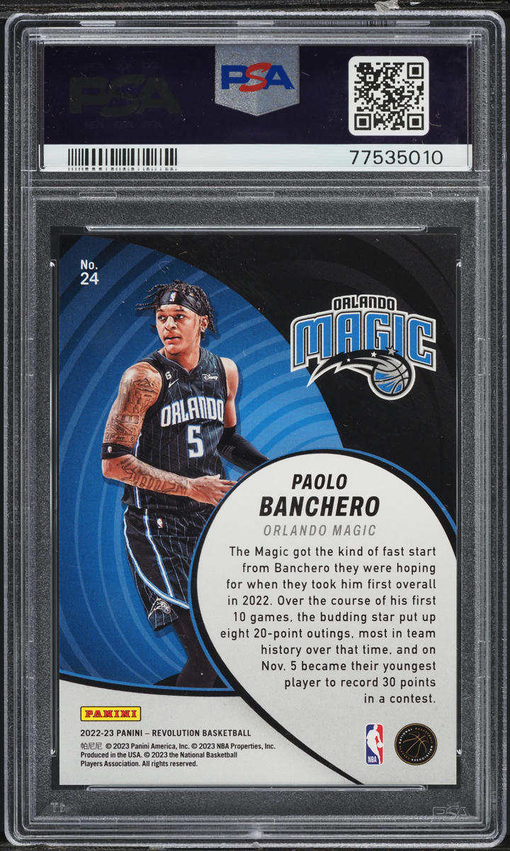 2022 Panini Revolution Vortex Paolo Banchero ROOKIE #24 PSA 10 GEM MINT