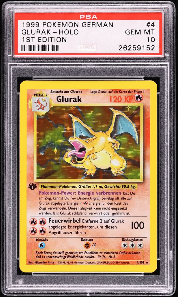 1999 Pokemon German Base Set 1st Edition Holo Charizard #4 PSA 10 GEM MINT