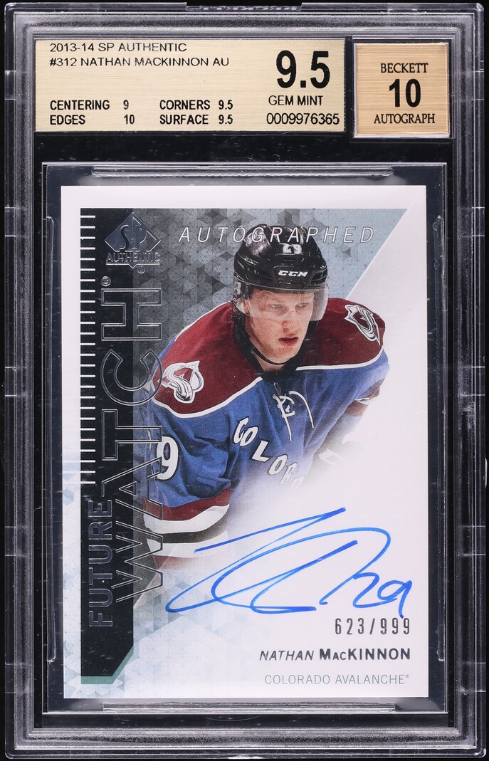 2013 SP Authentic Nathan MacKinnon ROOKIE AUTO /999 #312 BGS 9.5 GEM MINT