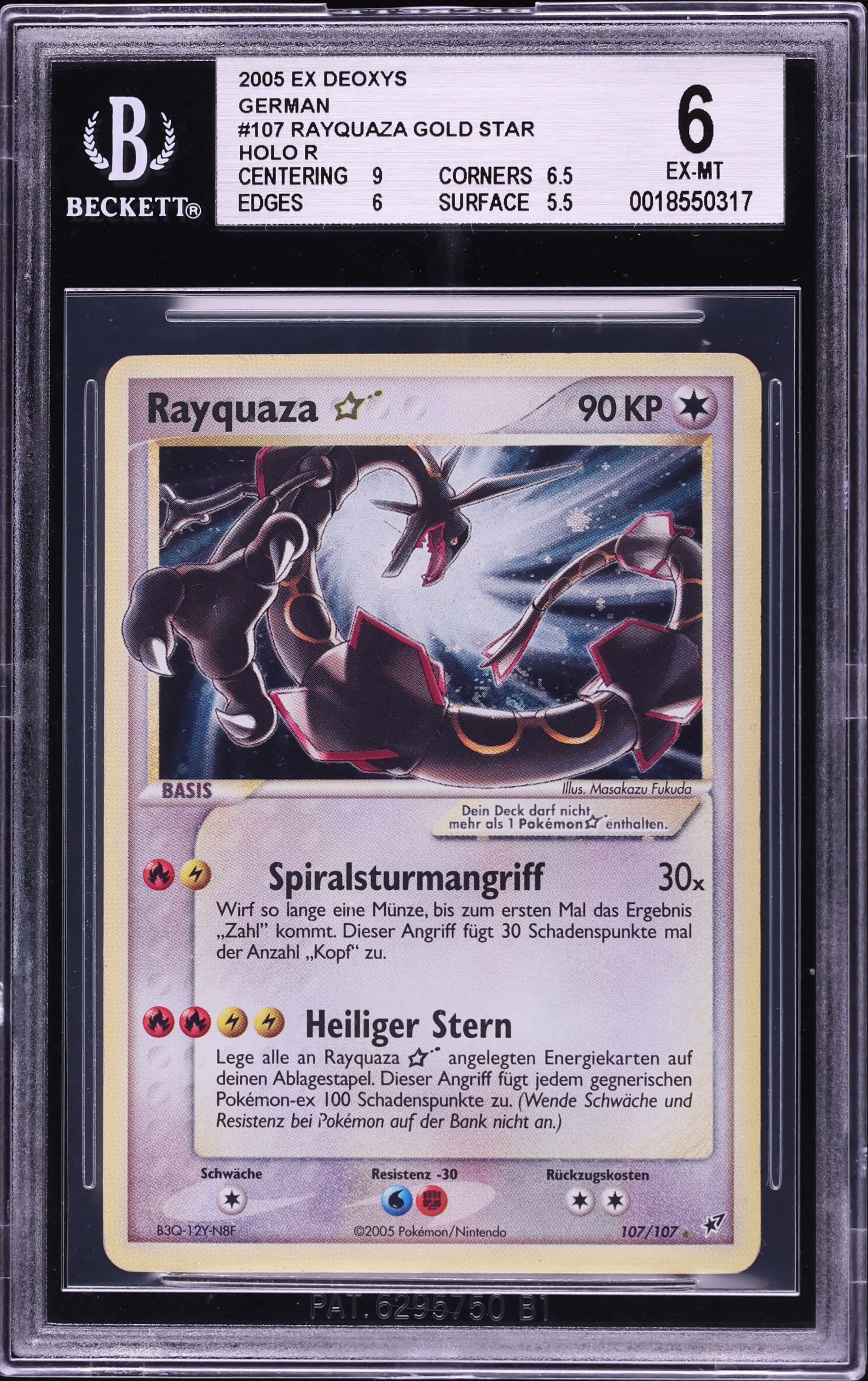2005 Pokemon German EX Deoxys Holo Rayquaza Gold Star #107 BGS 6 EXMT