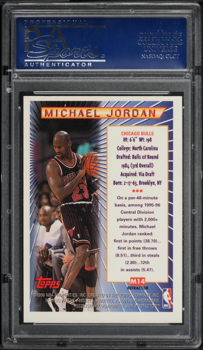 1996 Topps Mystery Finest Borderless Refractor Michael Jordan #M14 PSA 10 GEM