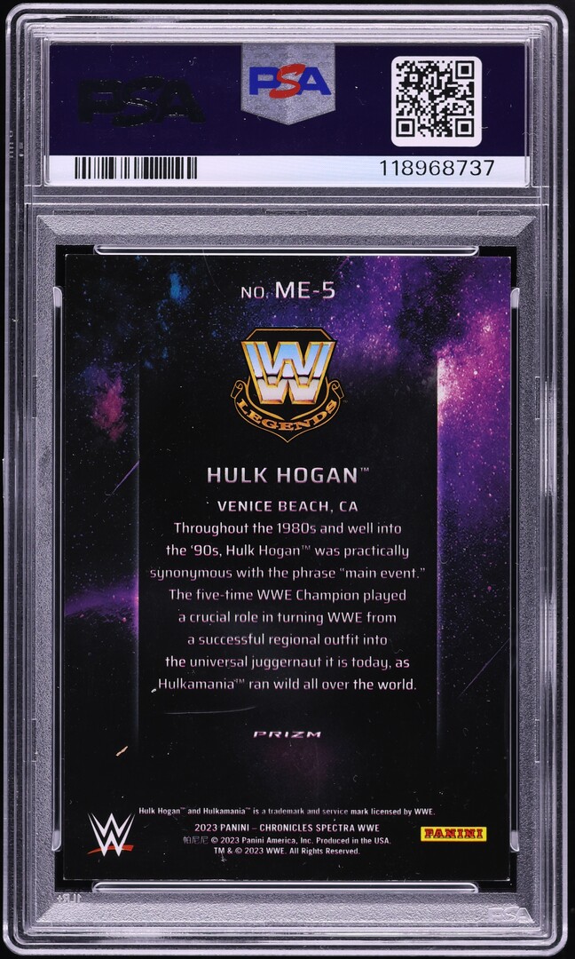 2023 Panini Chronicles WWE Main Event Hulk Hogan #ME5 PSA 8 NM-MT