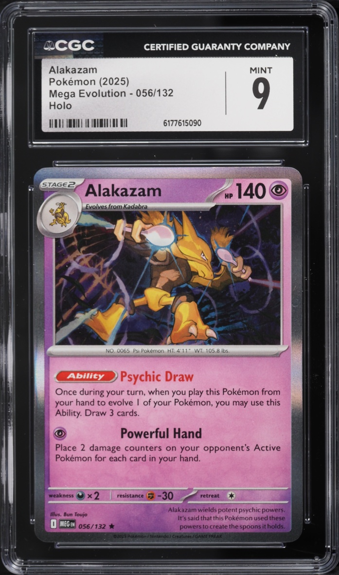 2025 Pokemon Mega Evolution Holo Alakazam #56 CGC 9 MINT