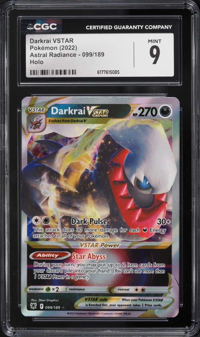 2022 Pokemon Sword & Shield Astral Radiance Holo Darkrai VSTAR #99 CGC 9 MINT