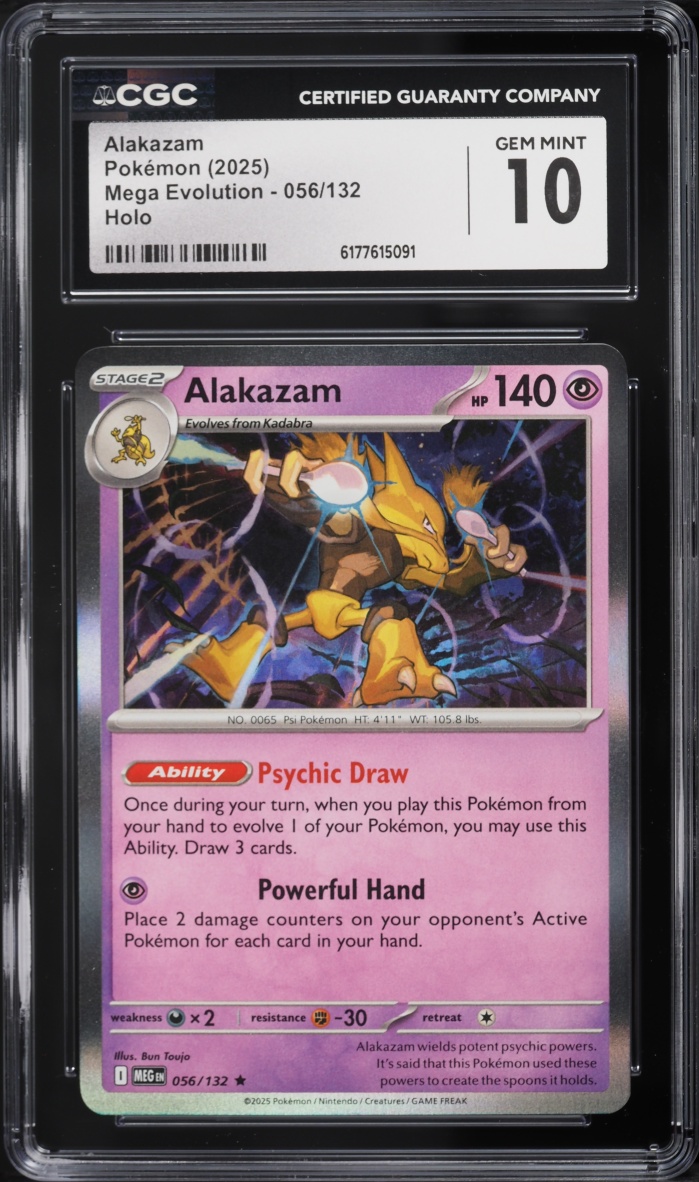2025 Pokemon Mega Evolution Holo Alakazam #56 CGC 10 GEM MINT