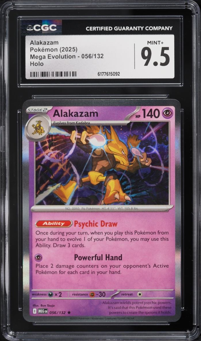 2025 Pokemon Mega Evolution Holo Alakazam #56 CGC 9.5 MINT+