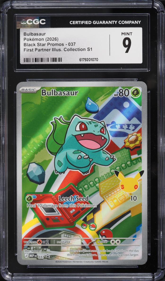 2026 Pokemon Mega Evolution Promo First Partner Illustration S1 Full Art Bulbasaur #37 CGC 9