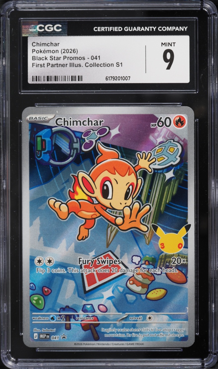 2026 Pokemon Mega Evolution Promo First Partner Illustration Full Art Chimchar #41 CGC 9 MINT