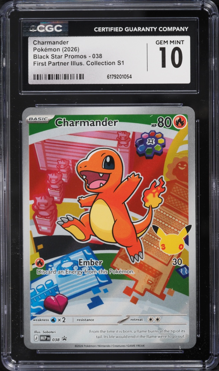 2026 Pokemon Mega Evolution Promo First Partner Illustration S1 Full Art Charmander #38 CGC 10