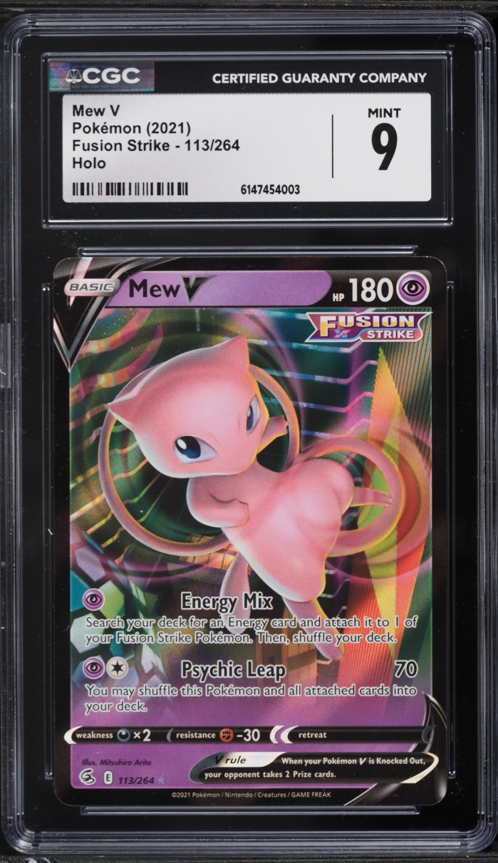 2021 Pokemon Sword & Shield Fusion Strike Full Art Mew V #113 CGC 9 MINT