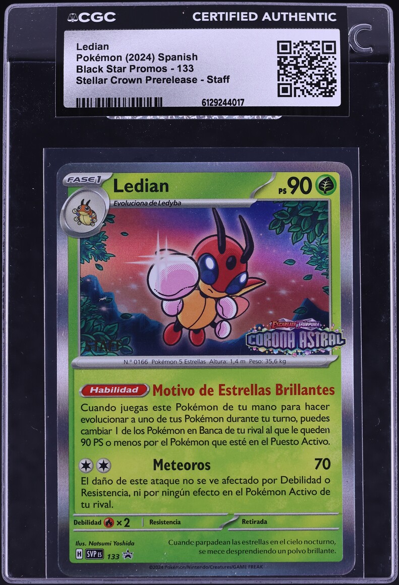 2024 Pokemon Spanish Scarlet & Violet Promo Stellar Crown Prerelease Staff Ledian #133 CGC AUTH