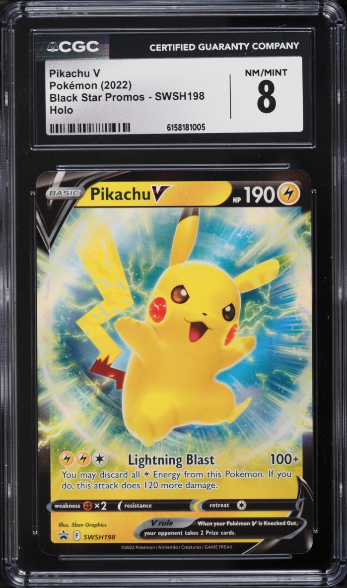 2022 Pokemon Sword & Shield Promo Holo Pikachu V #SWSH198 CGC 8 NM-MT