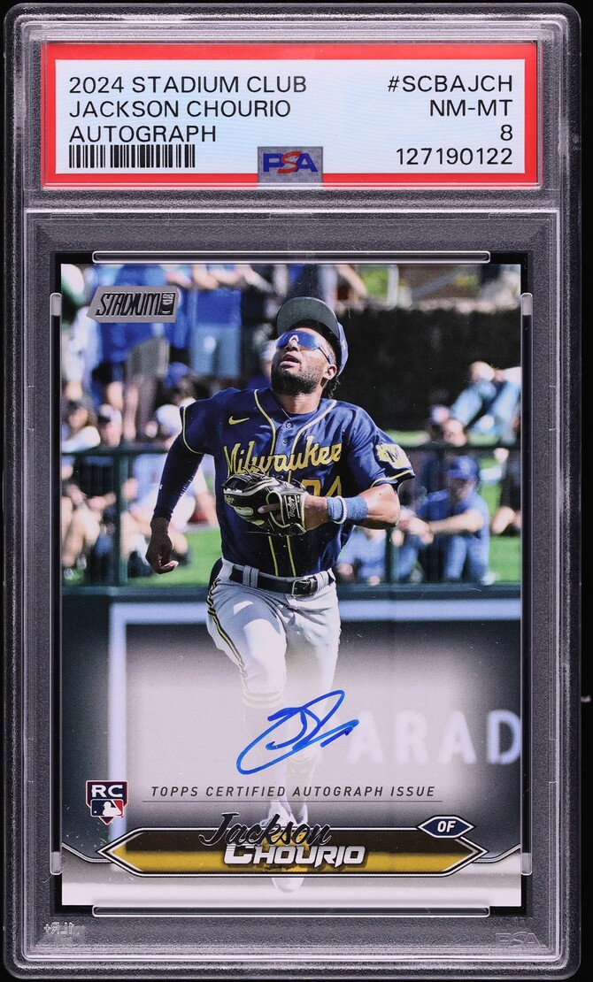 2024 Stadium Club Jackson Chourio ROOKIE AUTO #SCBA-JCH PSA 8 NM-MT
