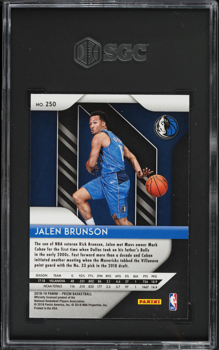 2018 Panini Prizm Jalen Brunson ROOKIE #250 SGC 10 GEM MINT