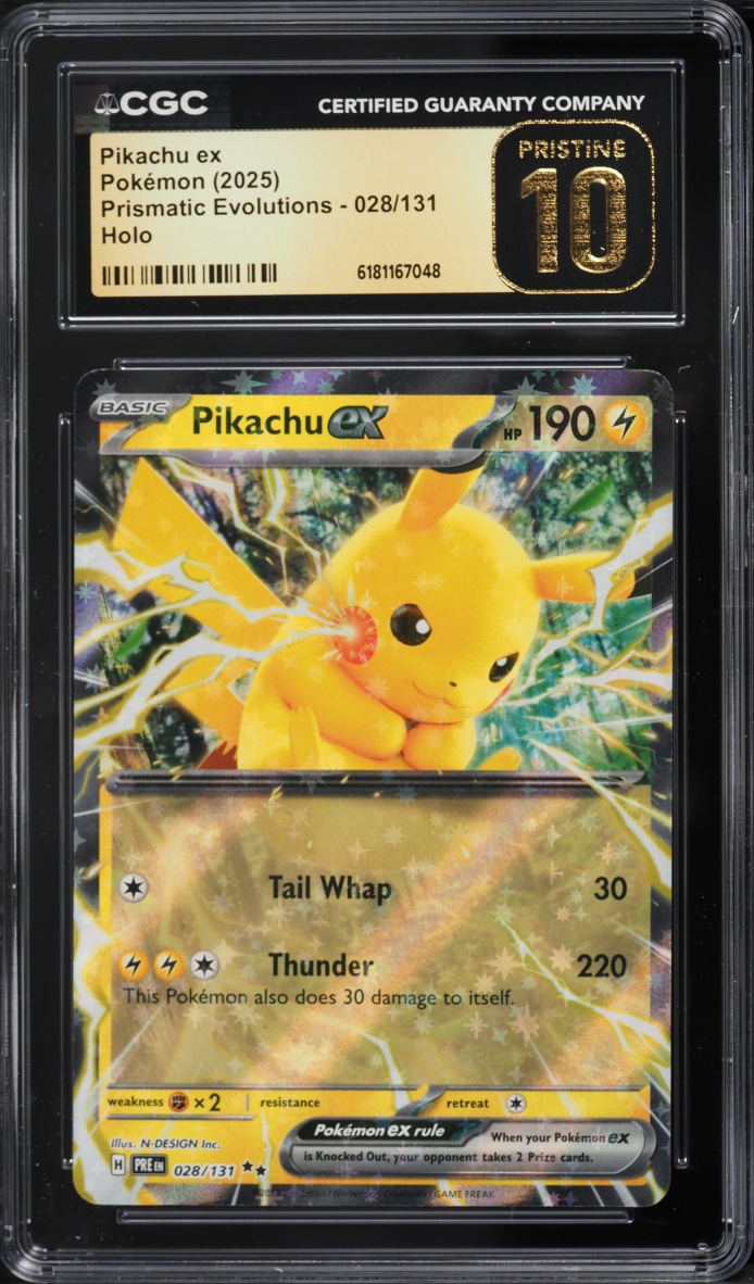 2025 Pokemon Scarlet & Violet Prismatic Evolutions Holo Pikachu Ex #28 CGC 10 Pristine