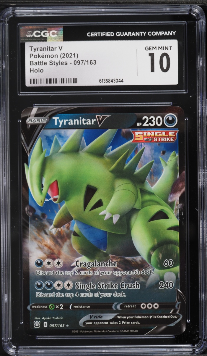 2021 Pokemon Sword & Shield Battle Styles Holo Tyranitar V #97 CGC 10 GEM MINT