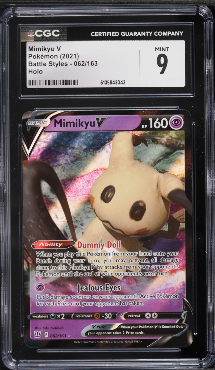 2021 Pokemon Sword & Shield Battle Styles Holo Mimikyu V #62 CGC 9 MINT
