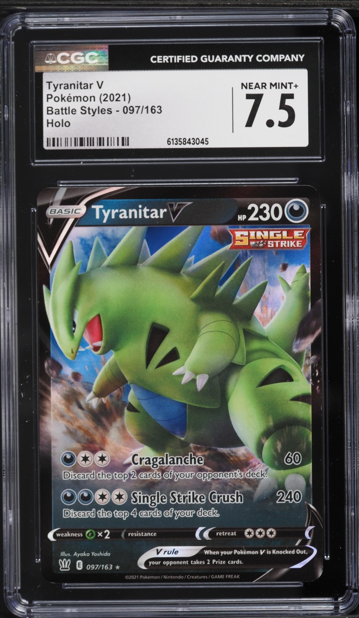 2021 Pokemon Sword & Shield Battle Styles Holo Tyranitar V #97 CGC 7.5 NRMT+