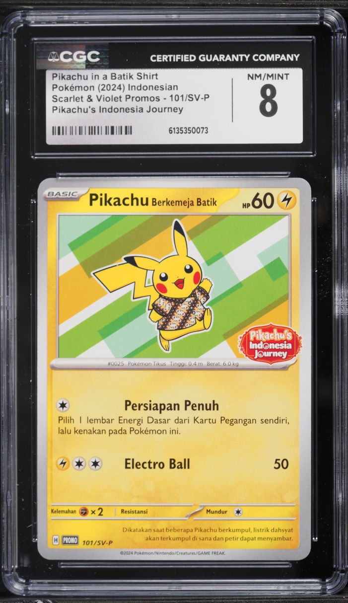 2024 Pokemon Indonesian Scarlet & Violet Promo Pikachu In A Batik Shirt #101 CGC 8 NM-MT
