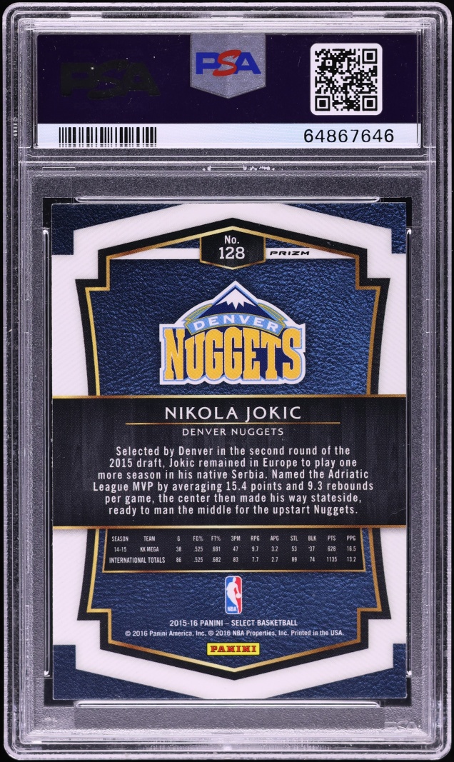 2015 Select Tri-Color Nikola Jokic ROOKIE #128 PSA 9 MINT