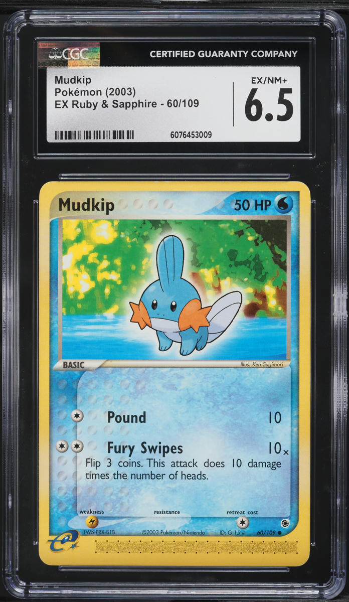 2003 Pokemon EX Ruby & Sapphire Mudkip #60 CGC 6.5 EXMT+