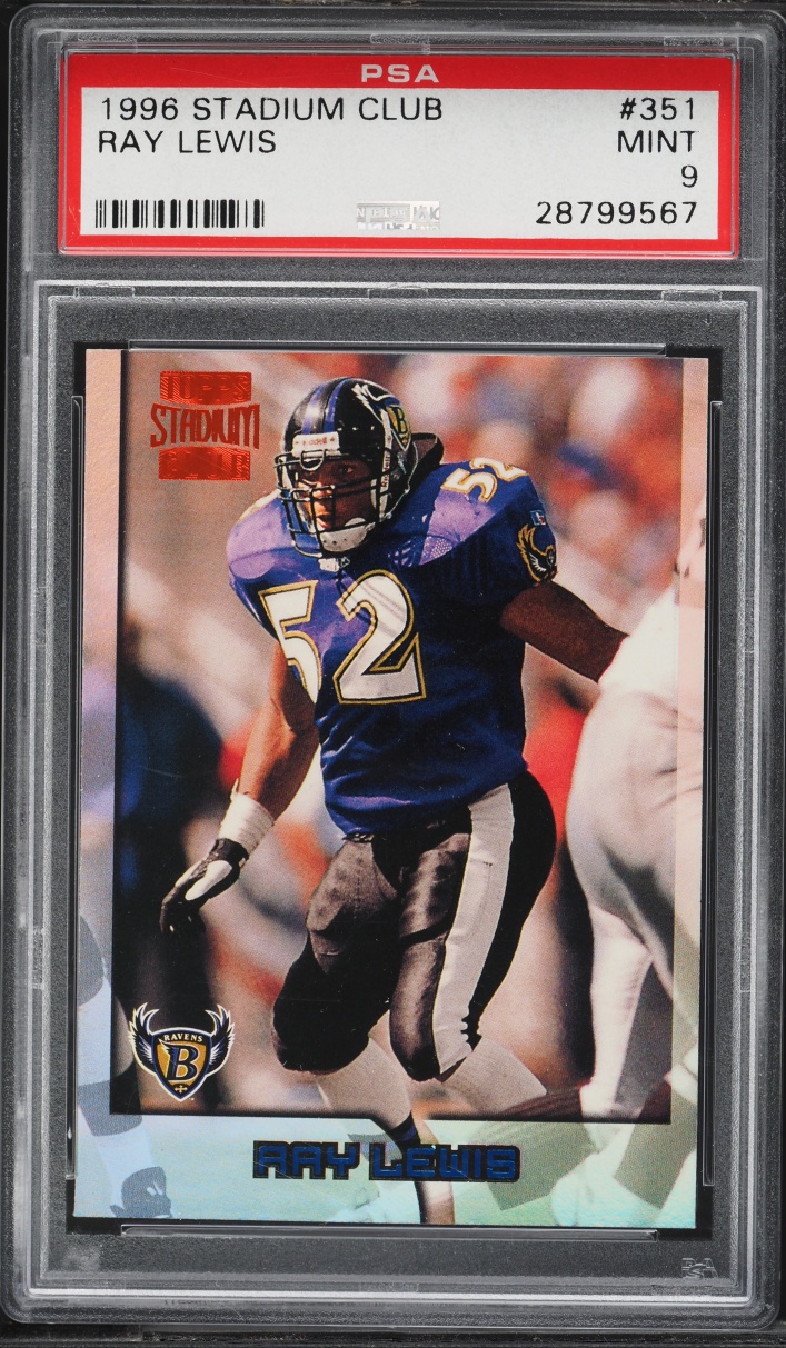 1996 Stadium Club Football Ray Lewis ROOKIE #351 PSA 9 MINT