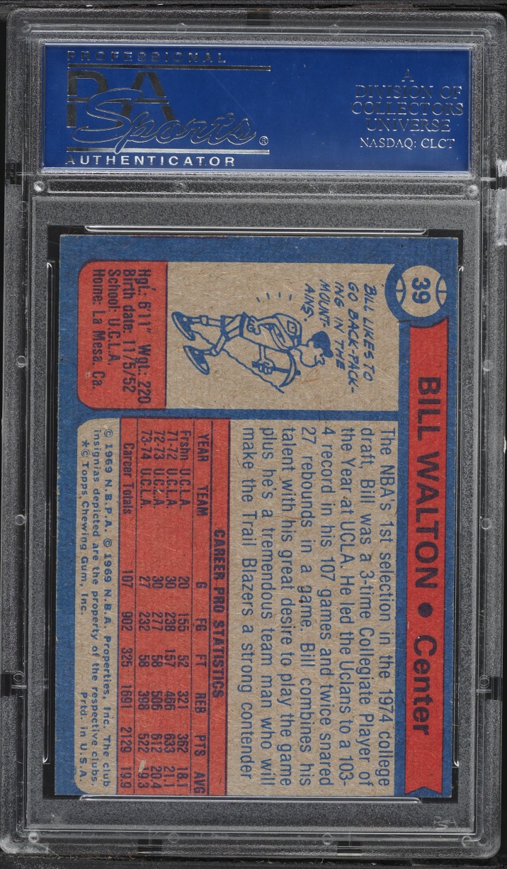 1974 Topps Basketball Bill Walton ROOKIE #39 PSA 7 NRMT