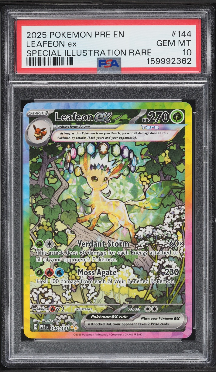 2025 Pokemon Scarlet & Violet Prismatic Evolutions SIR Leafeon ex #144 PSA 10 GEM MINT