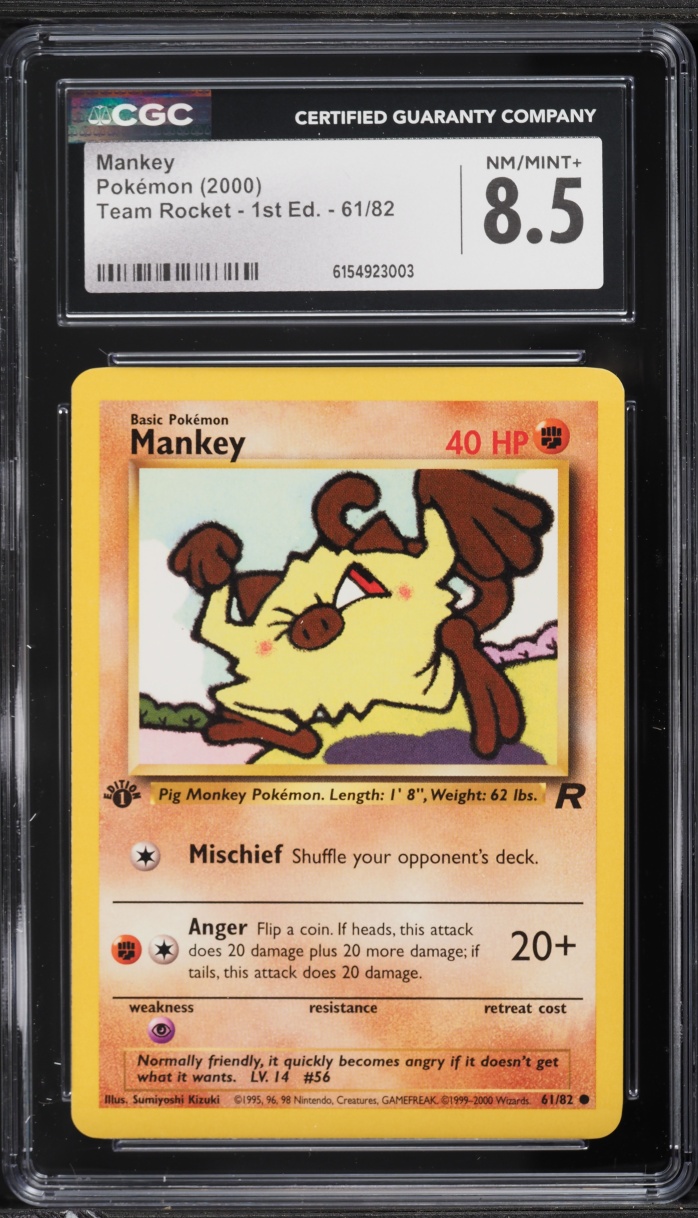 2000 Pokemon Team Rocket 1st Edition Mankey #61 CGC 8.5 NM-MT+